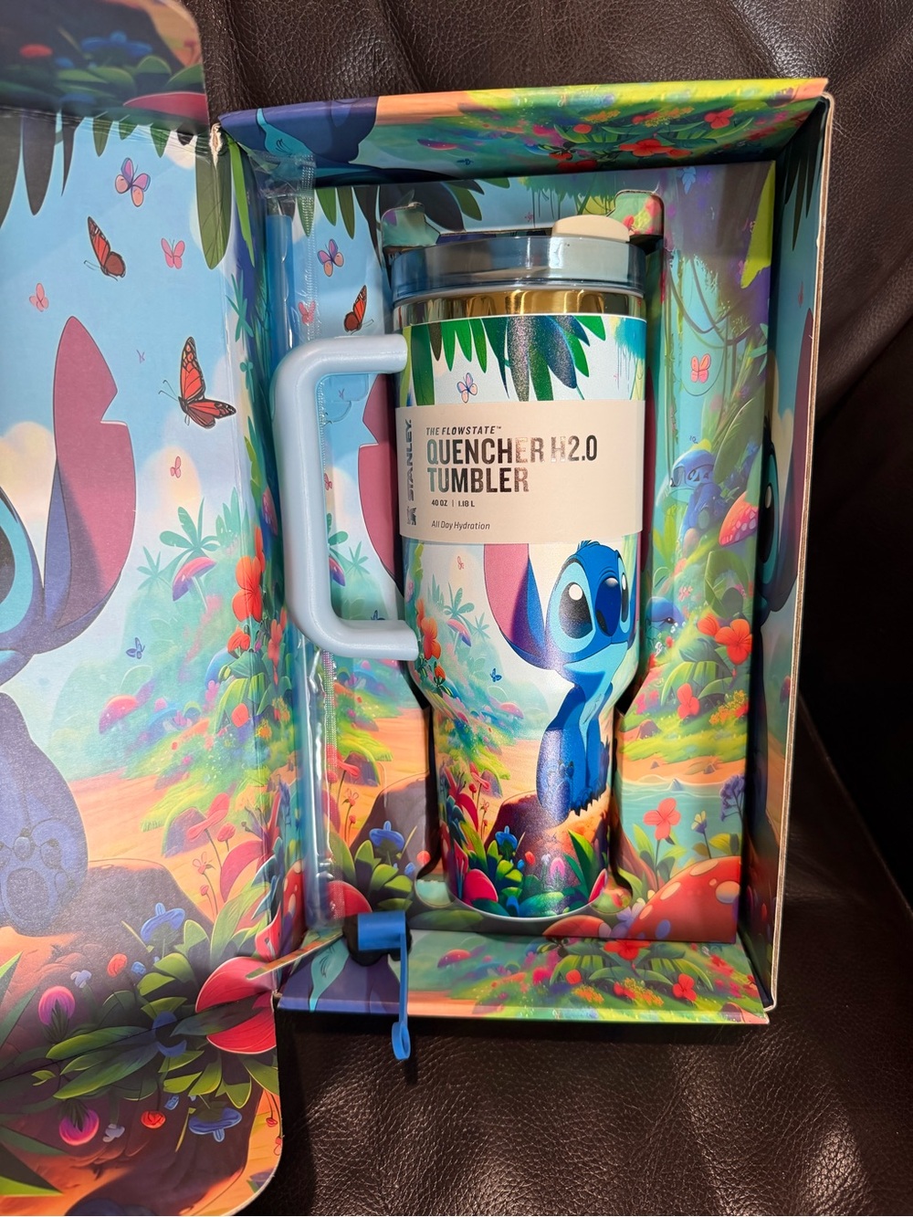 Disney Stanley Stitch Quencher H2.0 Tumbler - Blue Tropical Design